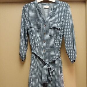 Croft & Barrow Black and White Long Sleeve V-Neck Dress